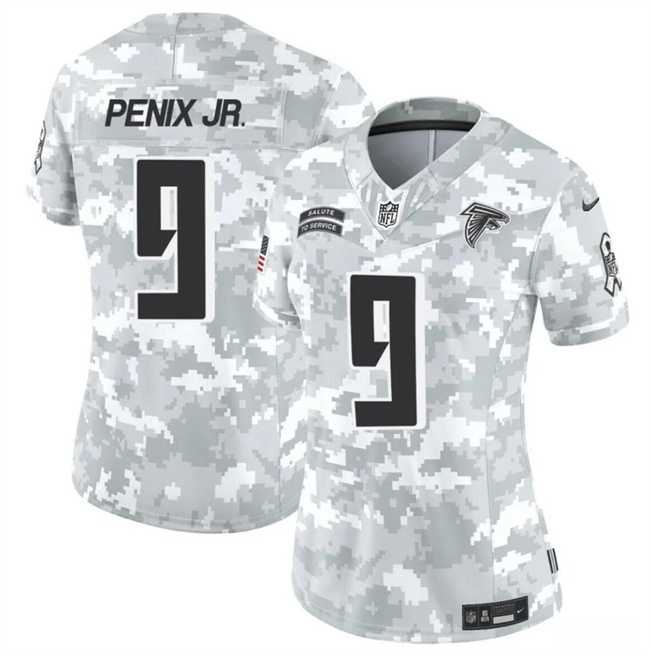 Women%27s Atlanta Falcons #9 Michael Penix Jr. 2024 F.U.S.E Arctic Camo Salute To Service Limited Stitched Jersey Dzhi